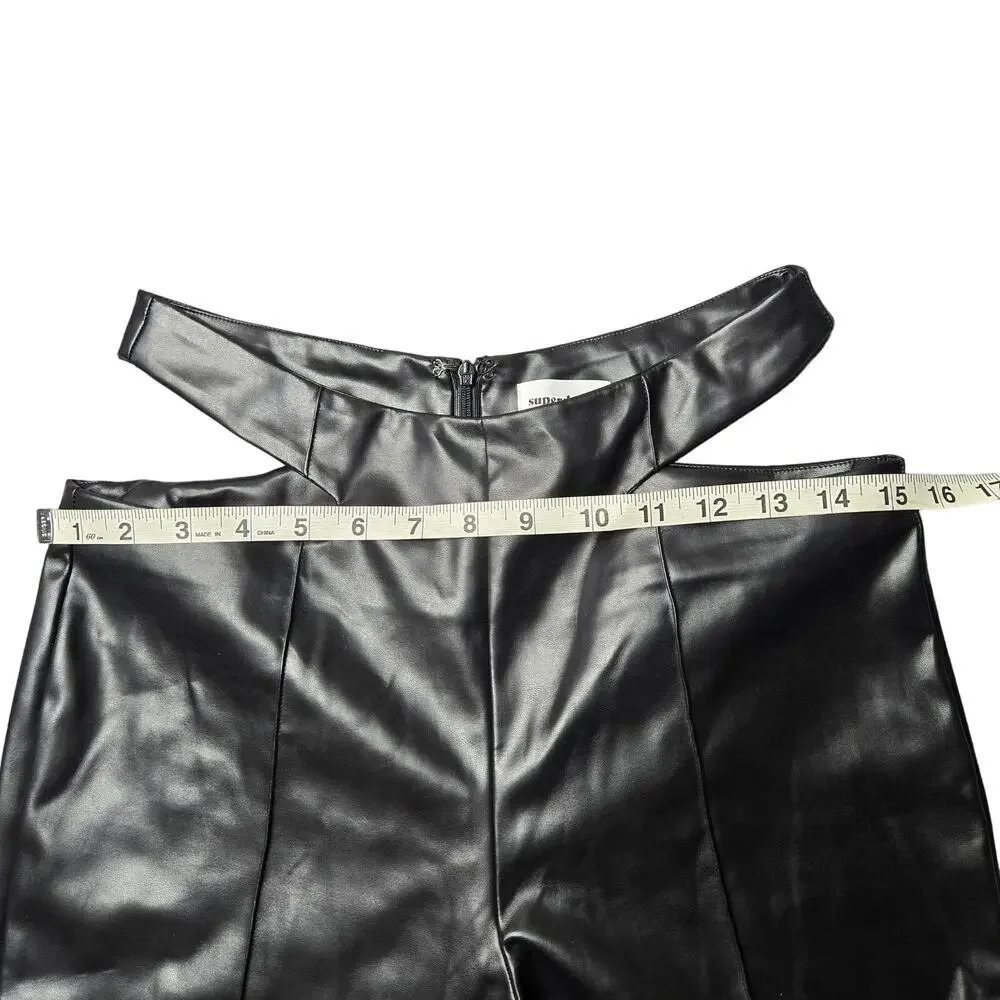 Superdown Black Faux Leather Sia Cutout Pants - Picture 3 of 6